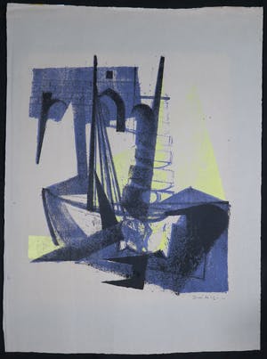 Niet of onleesbaar gesigneerd - Lot van twee lino's, Geabstraheerde composities kopen? Bied vanaf 1!