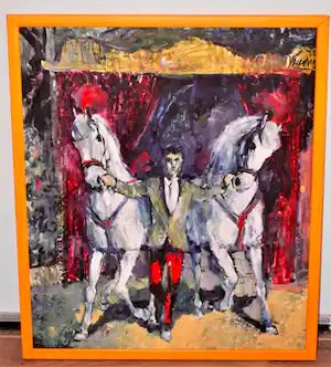 Kees Mol - Circuspaarden - olieverfschilderij uit 1968 verkauft für € 100!