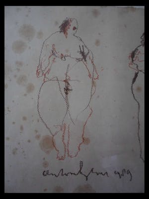 Anton Heyboer - krijttekening uit 1989. Titel,"Kunst is de Vrouw"met 2 vrouwen. kopen? Bied vanaf 100!