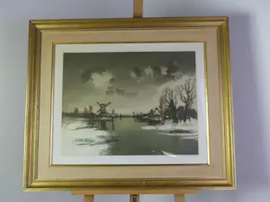 Roger Hebbelinck - Een winters landschap (gesigneerd door Saverys en Roger Hebbelinck) kopen? Bied vanaf 195!