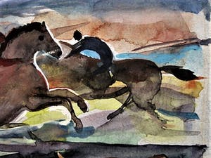 Henk van den Idsert - ca. 1940 Bergense School - Aquarel op karton "Vossenjacht" gesigneerd kopen? Bied vanaf 60!