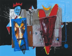 Cor de Jong - Zeefdruk, Verdeeld hart - Ingelijst kopen? Bied vanaf 1!