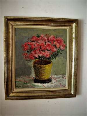 Frans Verpoorten - "Haarlemse Vijftiger" - Expressionistisch Olieverf - "Rode potplant" gesigneerd kopen? Bied vanaf 20!