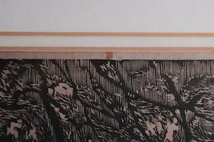 Jan Veringa - Houtsnede - Brug over bosvijvertje met zwanen kopen? Bied vanaf 100!