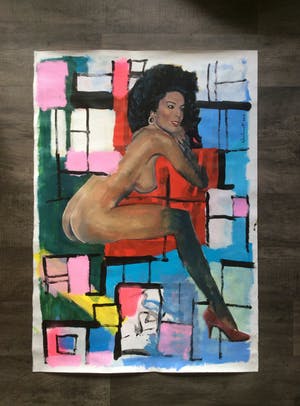 Peter Klashorst - Vrouwelijk Naakt - acryl op linnen (Groot!) kopen? Bied vanaf 495!