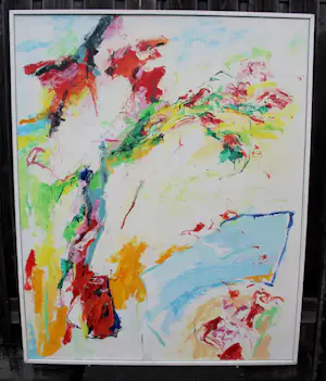 Richard Smeets - groot olieverf op doek: vrouw met bloemen - 1988 kopen? Bied vanaf 1000!