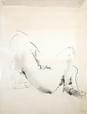 Franscz Witte - Aquarel op papier, Leunend figuur kaufen? Bieten Sie von 1!