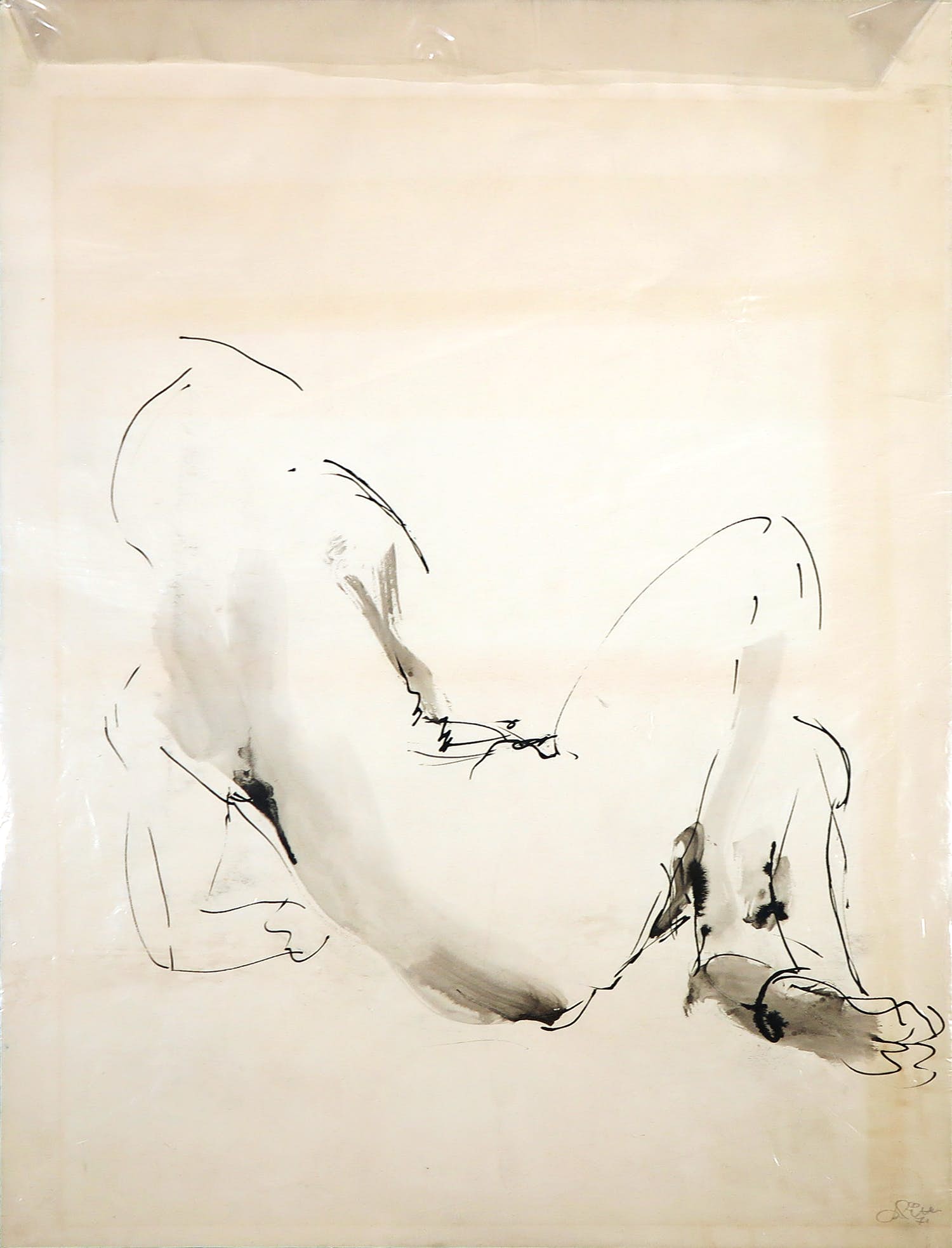 Franscz Witte - Aquarel op papier, Leunend figuur kopen? Bied vanaf 1!