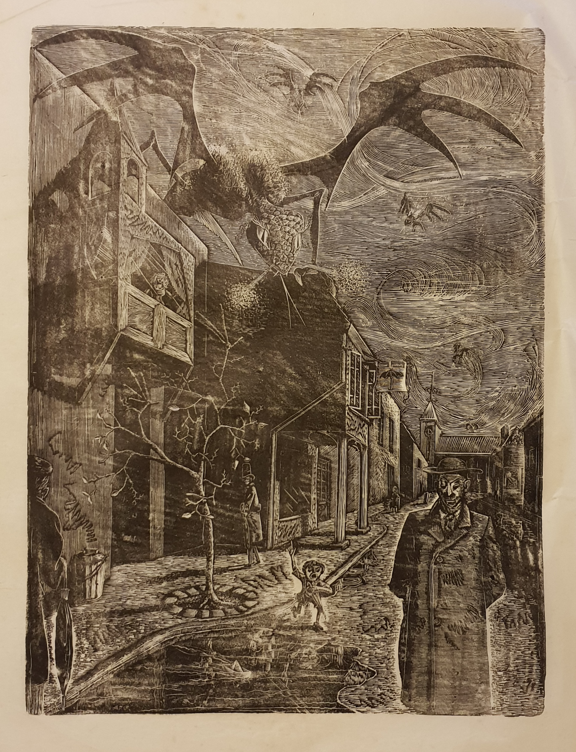 Niet of onleesbaar gesigneerd - Hout/lino, onbekend kopen? Bied vanaf 1!