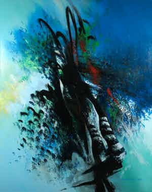 Mattie Schilders - Acryl op doek, Kreukelzone (Zeer groot) verkocht voor € 400!