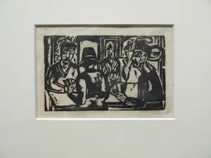 Jan Wiegers - Ingelijste houtsnede , De Kaartspelers – Lijst, 35 x 35 cm. kopen? Bied vanaf 60!