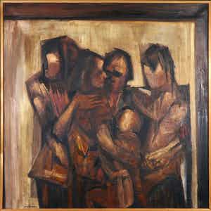 Paul Maas - Olieverf op doek, Bootvluchtelingen - Ingelijst (Groot) verkocht voor € 1!