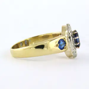 18k geel goud met zilver ring met saffier en diamant 0.05ct - rm 17.5(55) kopen? Bied vanaf 275!