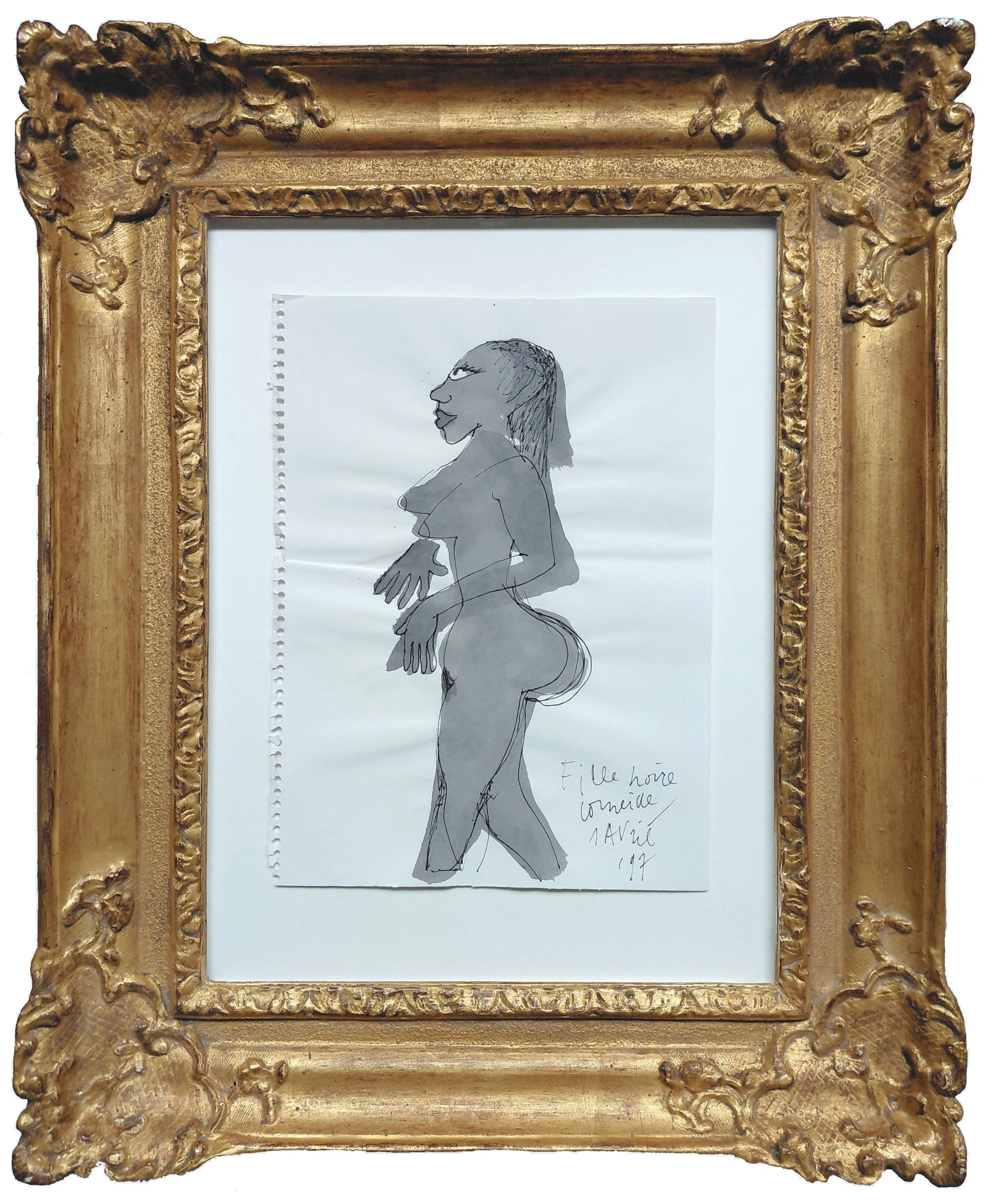 Buy Corneille - Fille noire, gemengde techniek op papier (mooi ingelijst)? Bid from 1000!