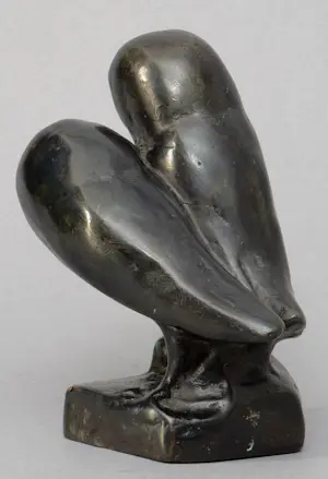 John Raedecker - Bronzen sculptuur: twee uiltjes kopen? Bied vanaf 1995!