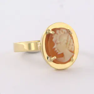 14k geel gouden ring met een camee - ringmaat 17.25(54) kopen? Bied vanaf 120!