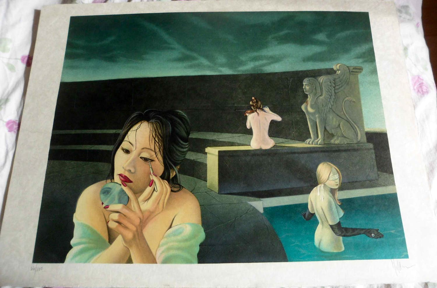 Bernard-Stephan Moldawan - Litho op Japans papier. Titel "LE BAIN ROMAIN" verkocht voor € 45!