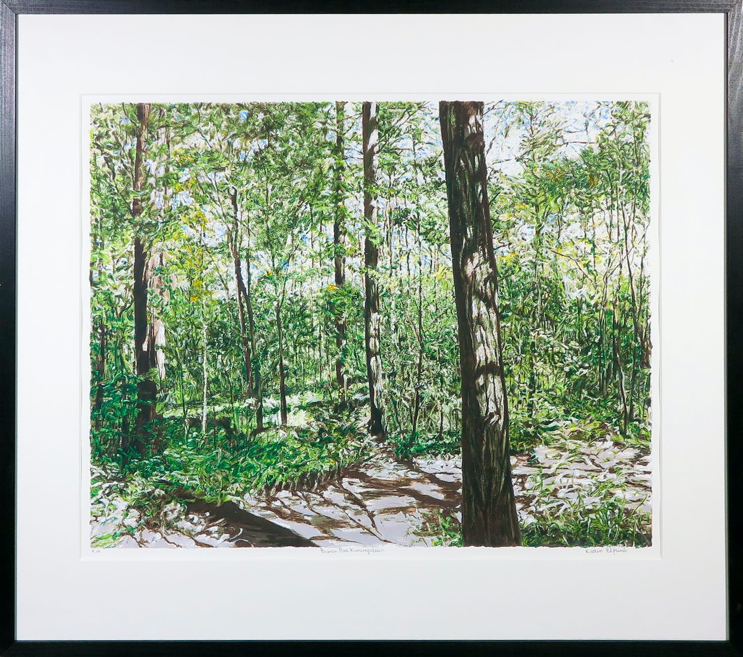 Karin Elfrink - Zeefdruk, Bomen Bos Koningsduin - Ingelijst verkocht voor € 60!