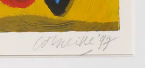 Corneille - Zeefdruk, Vrouw met vogel en zonnebloem - Ingelijst kopen? Bied vanaf 300!