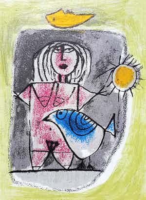 Corneille - Femme dans la lune, zeefdruk (ingelijst) verkocht voor € 150!