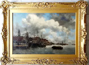 Hermanus Koekkoek (jr.) - Havengezicht in Holland kopen? Bied vanaf 995!