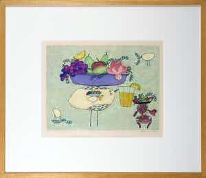 Ellen van Toor - Zeefdruk, Fruitschaal - Ingelijst verkocht voor € 35!