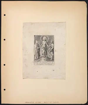 Hieronymus Wierix - Gravure, Herrezen Christus vergezeld door Maria en Johannes de Doper kopen? Bied vanaf 1!