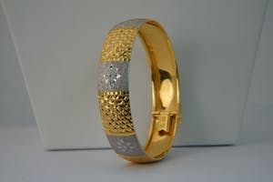 2290 - Elegante 18 karaats gouden Bicolor unisex armband - hollands keur kopen? Bied vanaf 500!