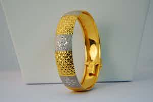 2290 - Elegante 18 karaats gouden Bicolor unisex armband - hollands keur verkocht voor € 500!