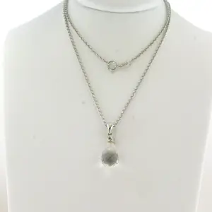 14k gouden collier e hanger met berg kristal en briljant geslepen diamant 0.10ct kopen? Bied vanaf 370!