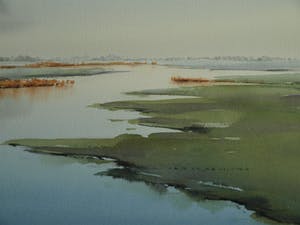 Jan Groenhart - Ingelijste aquarel , Landschap in Wormer en Jisperveld – GROOT kopen? Bied vanaf 10!