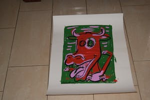 Peter Klashorst - zeefdruk cow in green - gesigneerd en genummerd 25/28 kopen? Bied vanaf 29!