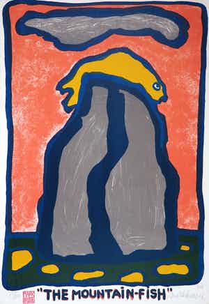Mark Brusse - Zeefdruk, The Mountain-Fish verkocht voor € 35!