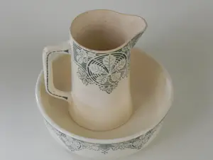 Keramiekfabriek Nimy - ntiek Art Deco lampetstel Nimy – Groen kastanjeblad decor – Jaren 20/30". kopen? Bied vanaf 35!