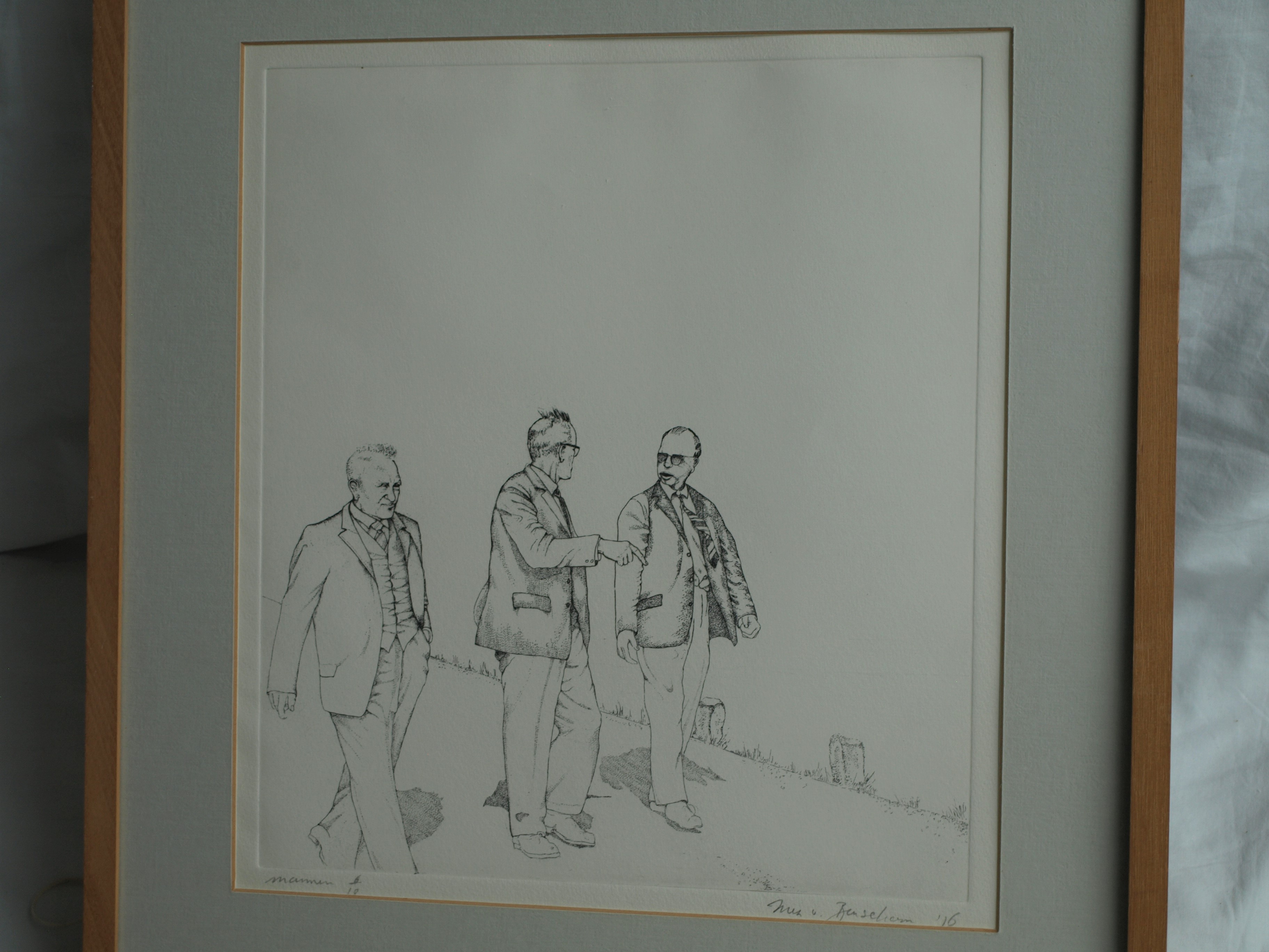 Inez van Beusekom - Ets, Mannen – gesigneerd & ingelijst – 1976  kopen? Bied vanaf 1!