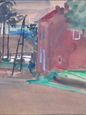 Hein Stork - Mediterraan stadsstraatje - Aquarel kopen? Bied vanaf 1!