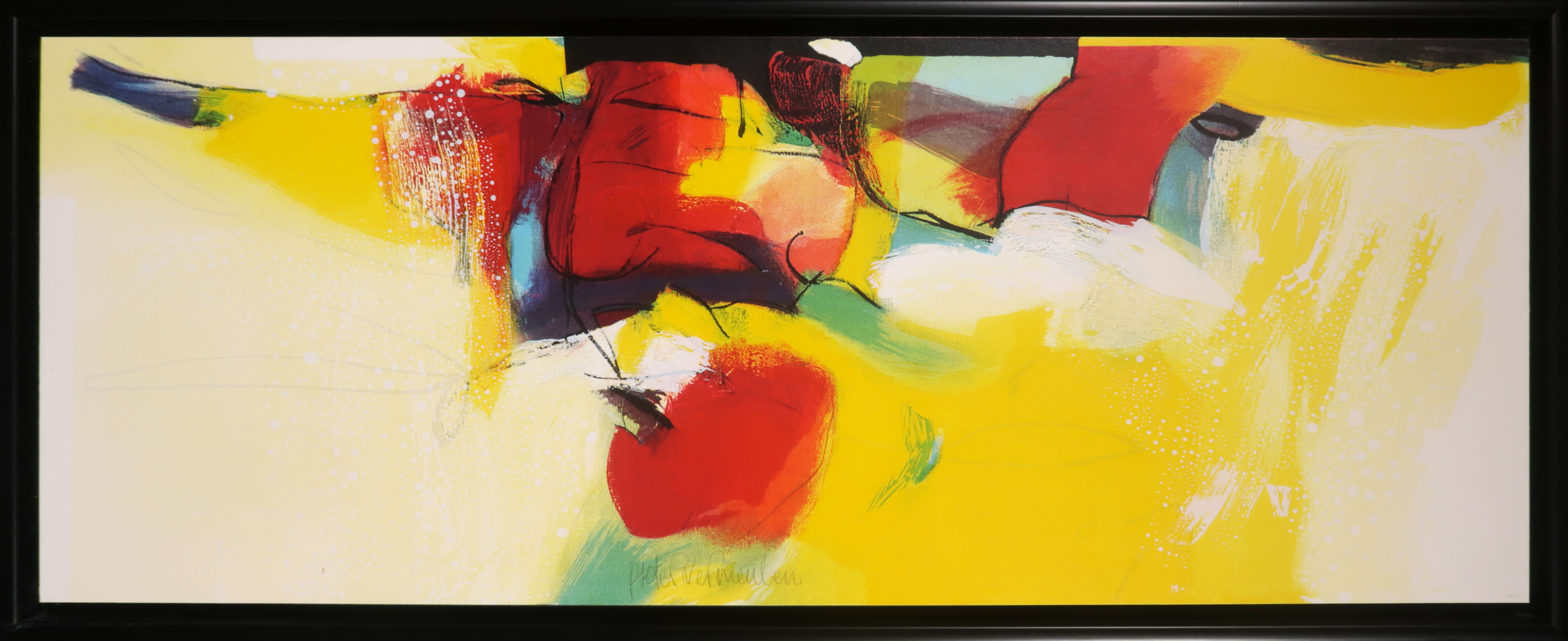 Pieter Vermeulen - Zeefdruk op kunststof, Kersenschaal - Ingelijst verkocht voor € 20!