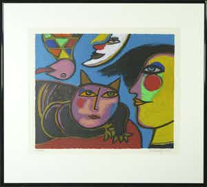 Corneille - Zeefdruk, Zonder titel - Ingelijst verkocht voor € 250!