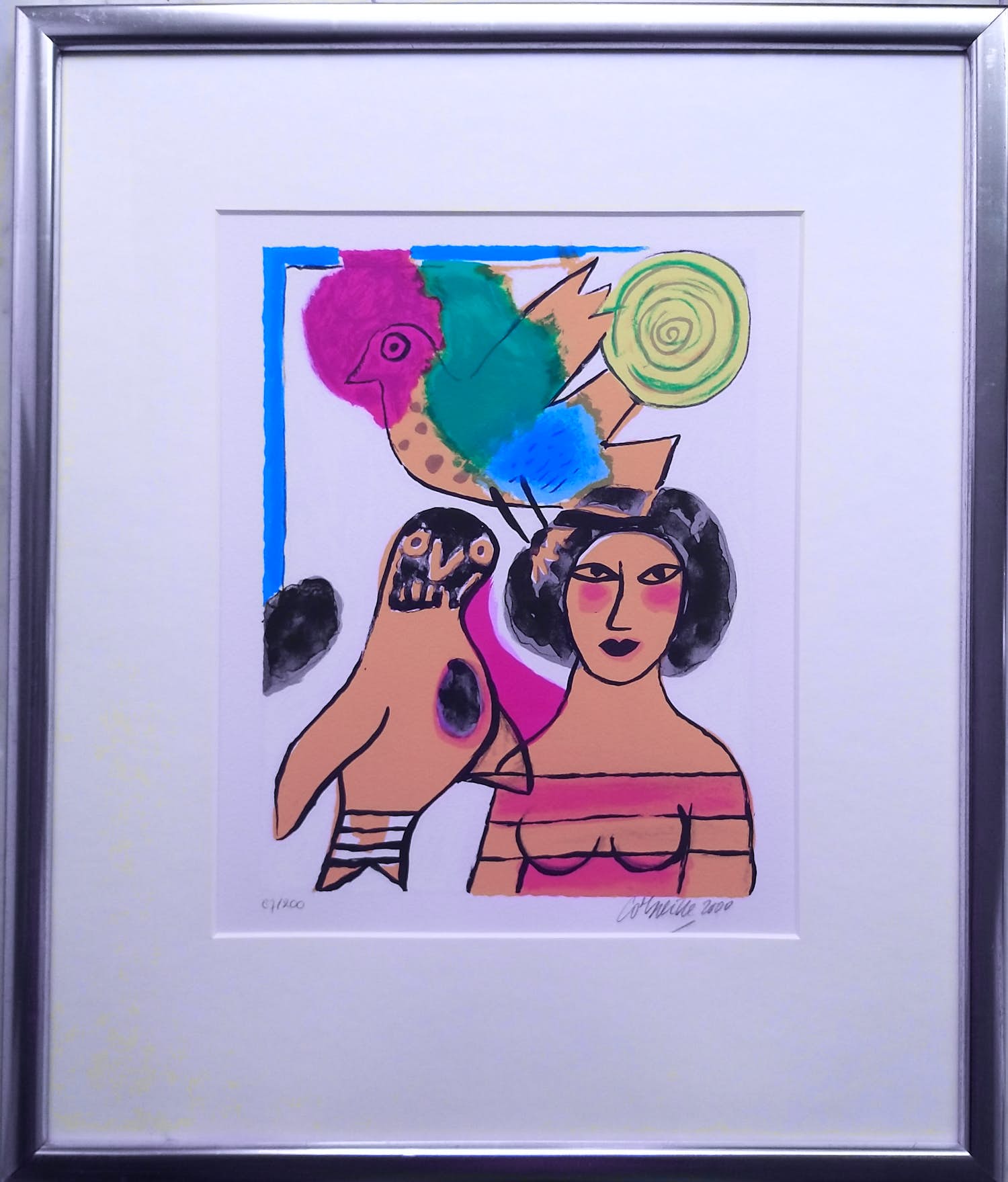 Corneille - vogel en vrouw verkocht voor € 275!