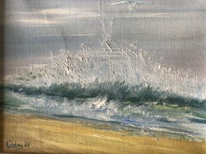 Adry Deekens-van Gorp - Prachtig zeegezicht van woeste zee met meeuw. kopen? Bied vanaf 45!