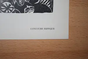 Johan Dijkstra - lot van 2: houtsnede Concours Hippique & ingelijste litho kerk te Noordbroek kopen? Bied vanaf 60!