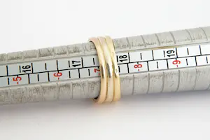 102 - Charmante 18Krt gouden tricolor ring met 3 steens ca 0.10ct briljant. kopen? Bied vanaf 260!
