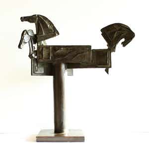 Eric Claus - Bronzen beeld Rabobank: Kijken, Denken, Doen verkocht voor € 750!