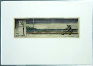 Rolf Weijburg - Kleurenets en aquatint, The Travellers (Le viaggiatrigi) - Ingelijst verkocht voor € 35!
