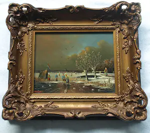 Hendrik Breedveld - (1918-1999) – 2x Olieverf op paneel , 2 Winterlandschappen - ingelijst kopen? Bied vanaf 1!