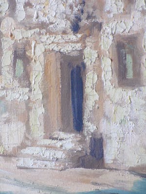 Niet of onleesbaar gesigneerd - Rijkversierde tempelingang - Olieverf op doek kopen? Bied vanaf 1!
