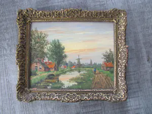 AcheterJulius Theodor Unger - dorpsgezicht met molen en kerktoren? Enchérissez de 65!