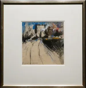 Jan Rijlaarsdam - Ingelijste gemengde techniek op papier: 'IJmuiden' - 1963 kopen? Bied vanaf 275!