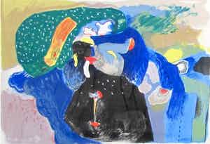 Michel van Overbeeke - Zeefdruk, Mooi Ingelijst verkocht voor € 89!