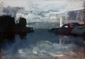 Peter Teeling - acryl schilderij - 'Honfleur Frankrijk' - 284-B kopen? Bied vanaf 35!